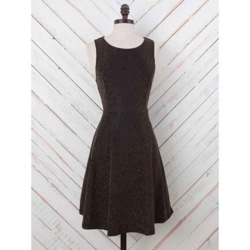 Altar'd State Black & Gold Skater Mini Dress - Picture 2 of 6